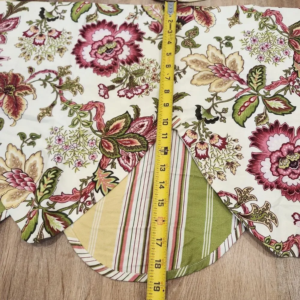 x2 Waverly Valance Peek-A-Boo Navarra Raspberry Floral Striped 3